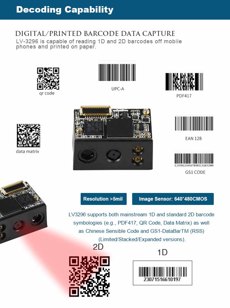 LV3296 2D Barcode Scanner Module