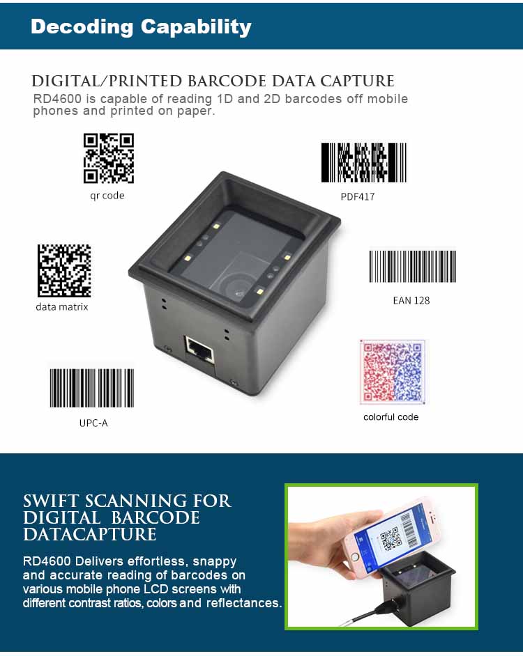 RD4600 2D Fixed Mount Barcode Scanner