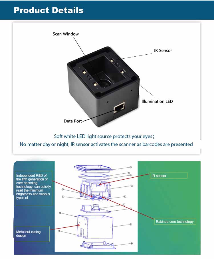 RD4500I 2D Fixed Mount Barcode Scanner