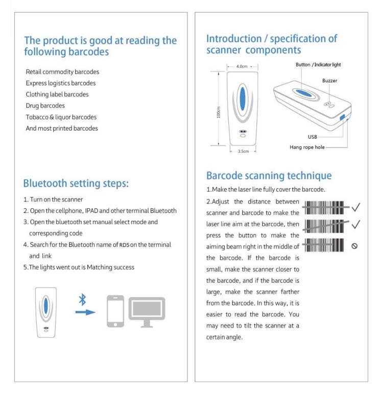 RD5 Bluetooth Barcode Scanner